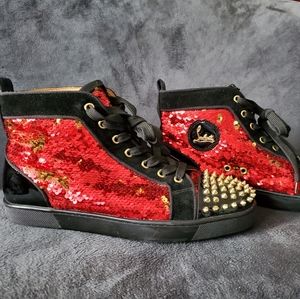 Red and black Christian Louboutin high sneakers